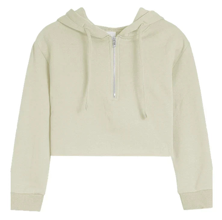 Brushed Soft Cloud Crop Half Zip Hoodie